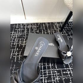 CHANEL 24ss балетки с бантиком Остались в запасе, кожаная подошв