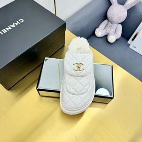 Высокое качество Новые меховые тапочки CHANEL CHANEL 2025 Популяр