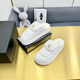 Высокое качество Новые меховые тапочки CHANEL CHANEL 2025 Популяр
