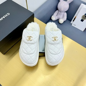 Высокое качество Новые меховые тапочки CHANEL CHANEL 2025 Популяр