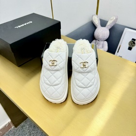 Высокое качество Новые меховые тапочки CHANEL CHANEL 2025 Популяр