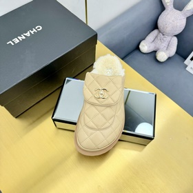 Высокое качество Новые меховые тапочки CHANEL CHANEL 2025 Популяр