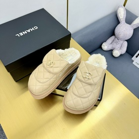 Высокое качество Новые меховые тапочки CHANEL CHANEL 2025 Популяр