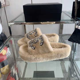 Chanel 24ss Осень-зима Новые тапочки на толстой подошве Пушистые