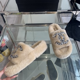 Chanel 24ss Осень-зима Новые тапочки на толстой подошве Пушистые