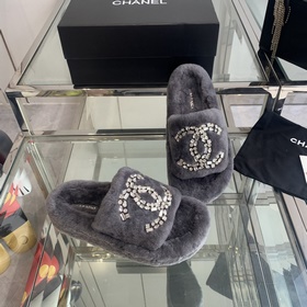 Chanel 24ss Осень-зима Новые тапочки на толстой подошве Пушистые