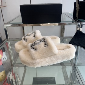 Chanel 24ss Осень-зима Новые тапочки на толстой подошве Пушистые
