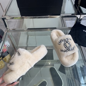 Chanel 24ss Осень-зима Новые тапочки на толстой подошве Пушистые