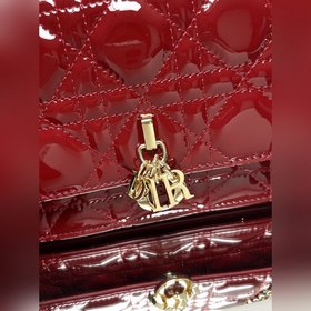 Подлинная  lady Dior сумочка-клатч «Красная лакированная кожа» 