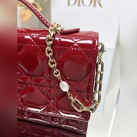 Подлинная  lady Dior сумочка-клатч «Красная лакированная кожа» 