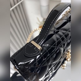 Подлинная  lady Dior сумочка-клатч «Черная лакированная кожа» Э
