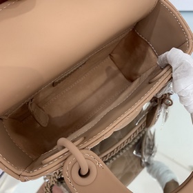 Подлинный цвет Матовая кожаная сумка Lady Dior с клапаном и цепо