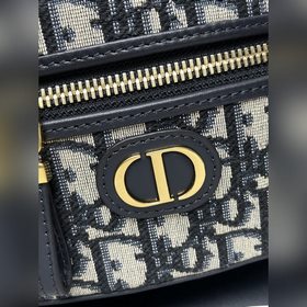 Подлинная новая мини-сумка Dior 30 Montaigne Vanity из синей ткан