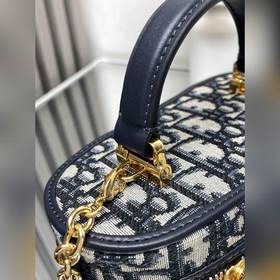 Подлинная новая мини-сумка Dior 30 Montaigne Vanity из синей ткан