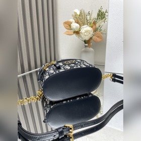 Подлинная новая мини-сумка Dior 30 Montaigne Vanity из синей ткан