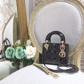Подлинный продукт Dior, лакированная кожа, черный, золотая застеж