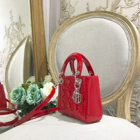Подлинный продукт Dior, три полоски, лакированная кожа, ярко-крас