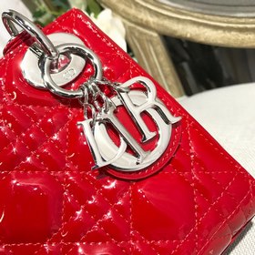 Подлинный продукт Dior, три полоски, лакированная кожа, ярко-крас
