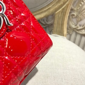 Подлинный продукт Dior, три полоски, лакированная кожа, ярко-крас
