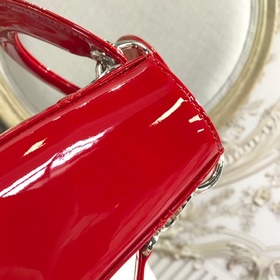 Подлинный продукт Dior, три полоски, лакированная кожа, ярко-крас