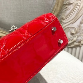 Подлинный продукт Dior, три полоски, лакированная кожа, ярко-крас