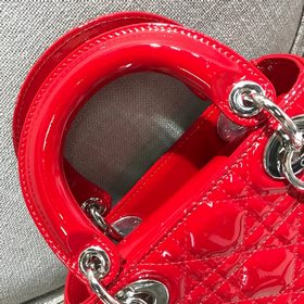 Подлинный продукт Dior, три полоски, лакированная кожа, ярко-крас