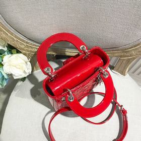 Подлинный продукт Dior, три полоски, лакированная кожа, ярко-крас