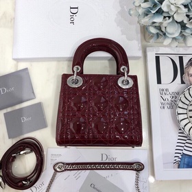 Подлинный  dior Dior лакированная сумка с тремя отделениями, с д