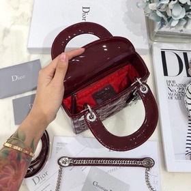 Подлинный  dior Dior лакированная сумка с тремя отделениями, с д