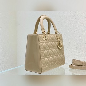 Подлинная сумка LADY DIOR с пятью отделениями Кожа цвета абрикоса