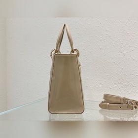 Подлинная сумка LADY DIOR с пятью отделениями Кожа цвета абрикоса