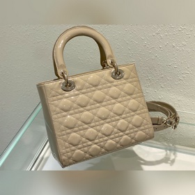 Подлинная сумка LADY DIOR с пятью отделениями Кожа цвета абрикоса