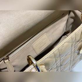 Подлинная сумка LADY DIOR с пятью отделениями Кожа цвета абрикоса