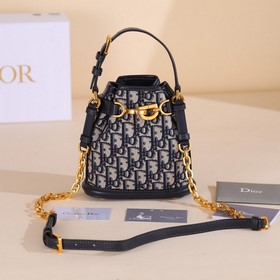 Маленькая сумка Cest Dior синего цвета с принтом Oblique, эксклюз