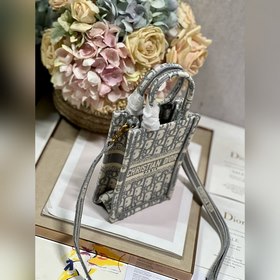 Подлинная мини-сумка для телефона Dior BOOK TOTE «Old Flower Grey