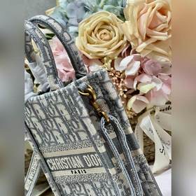 Подлинная мини-сумка для телефона Dior BOOK TOTE «Old Flower Grey