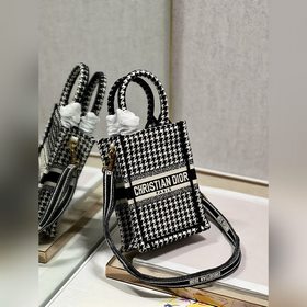 Подлинная мини-сумка для телефона Dior BOOK TOTE (в клетку) Эта с