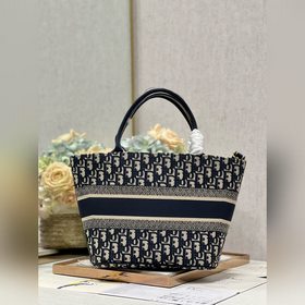 Подлинная сумка Dior с вышивкой «Синяя сумка с плечевым ремнем и 