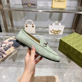 1819-11 Лимонный зеленый (35-41) Лоферы из коллекции Gucci Jordaa