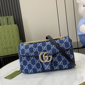 Новинка Джинсовая сумка через плечо GG Marmont. Этот аксессуар из