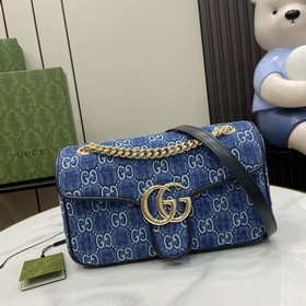 Новинка Джинсовая сумка через плечо GG Marmont. Этот аксессуар из
