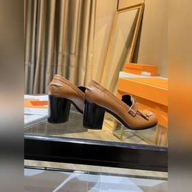 HERMES Hermes H-образные туфли на высоком каблуке с бахромой, 21 