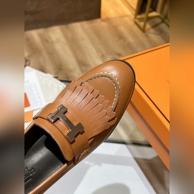 HERMES Hermes H-образные туфли на высоком каблуке с бахромой, 21 