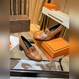 HERMES Hermes H-образные туфли на высоком каблуке с бахромой, 21 