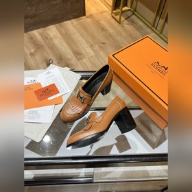 HERMES Hermes H-образные туфли на высоком каблуке с бахромой, 21 