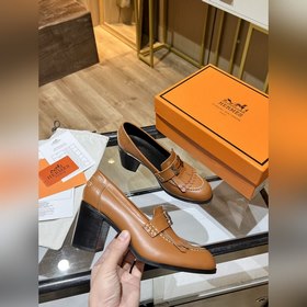 HERMES Hermes H-образные туфли на высоком каблуке с бахромой, 21 