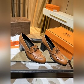 HERMES Hermes H-образные туфли на высоком каблуке с бахромой, 21 