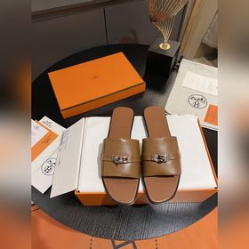 Hermes 2025 новая модель, классические тапочки с застежкой Kelly,