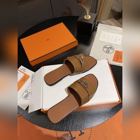 Hermes 2025 новая модель, классические тапочки с застежкой Kelly,