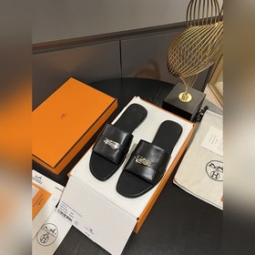 Hermes 2025 новая модель, классические тапочки с застежкой Kelly,